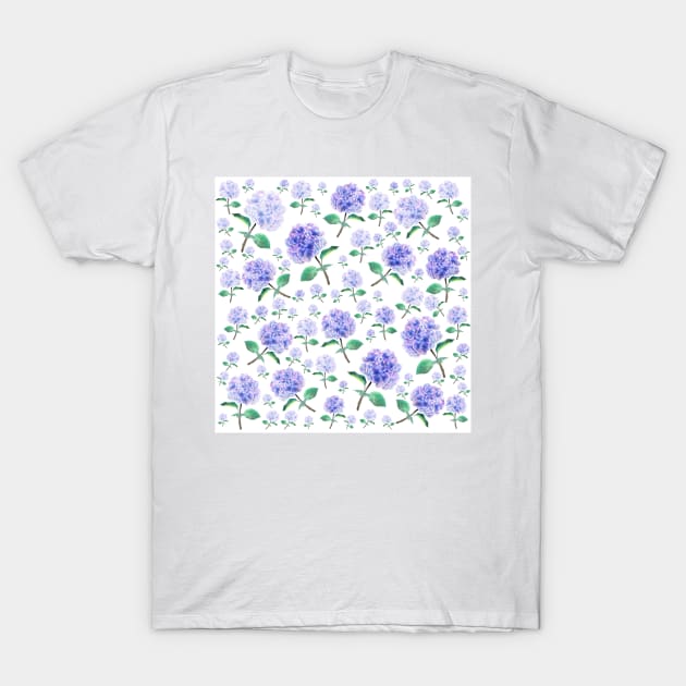 purple blue hydrangea pattern T-Shirt by colorandcolor